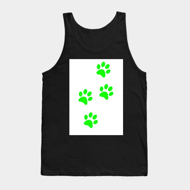 Light Green Pawprints on White Tank Top by Blue Butterfly Designs 